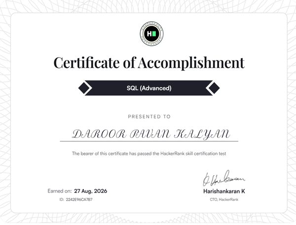 SQL Advanced Certificate